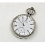 A large silver Waltham pocket watch with movement signed P. S.