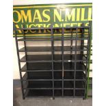 An industrial style metal display rack 180 cm x 151 cm