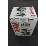 A boxed Gaggia classic coffee machine