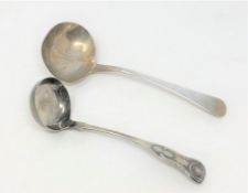 A Georgian silver ladle and a Victorian example (2)