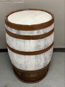 A painted oak whisky barrel