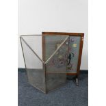 An early 20th century fire screen together with a brass mesh fire guard