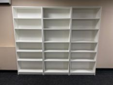 Three sets of Ikea Billy bookshelves