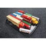 A tray of die cast delivery vans and busses including Solido,