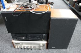 A Pioneer stereo receiver SX-450 together with a Aiwa tape deck and 20th century teak cased Solavox