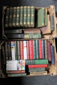 Two boxes of hardbacked books, nine volumes of Waverley novels,