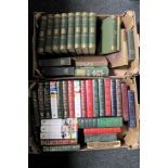 Two boxes of hardbacked books, nine volumes of Waverley novels,