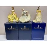 Three Royal Doulton figures - Classics Caroline HN 4395,