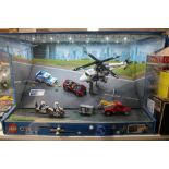 A Lego City 60138 and 60137 sets in shop display case