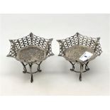 A pair of Edwardian pierced silver sweetmeat stands, Goldsmiths & Silversmiths, Birmingham 1905,