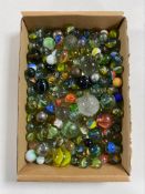 A box of 20th century glass marbles