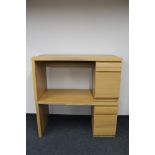 Two contemporary oak single pedestal desks