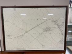 A framed map of Monkseaton and surrounding areas in the 1890's