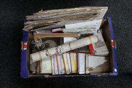 A box of map of Northumberland, angle poise lamp, Ordnance survey maps,