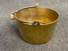 A very heavy antique brass jam pan