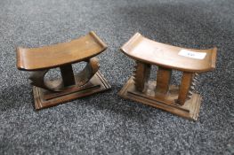 Two African Shona wooden head rests