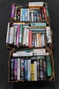 Three boxes of mainly hardback books, novels including Bernard Cornwell,