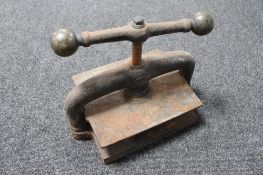 A Victorian cast iron book press by Patrick Ritchie of Edinburgh