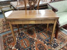 A George III inlaid mahogany turnover top tea table,