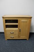 A set of contemporary oak bookshelves