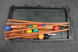 A cased croquet set