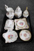 A tray of nine pieces of decorative Hammersley floral china