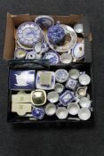 Two boxes of a large quantity of Ringtons china to include chintz, willow pattern,