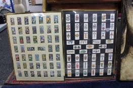 Two brass framed Will's cigarette card montages, flowers,