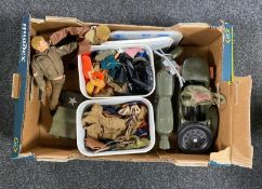 A box of two vintage Action man,