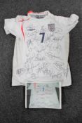 A David Beckham '7' England Football shirt, signed by Beckham, Eriksson, J Cole, Ferdinand, Lampard,