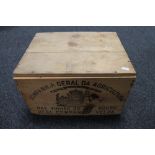 A vintage pine Whitwhams crate bearing advertisement