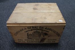 A vintage pine Whitwhams crate bearing advertisement