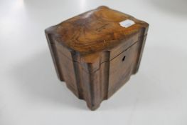 A Victorian olive wood Jerusalem tea caddy