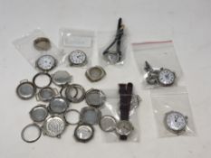 Five vintage silver wristwatches, one with silver strap,
