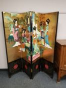 A 20th century Japanese lacquered four fold screen,