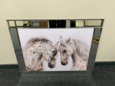 An all glass framed horse print with glitter decoration
