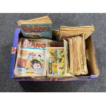 A box of a good collection late 20th century Beano and Dandy comics