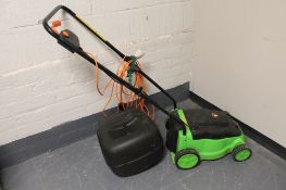 A Challenge electric lawn mower with grass box