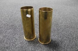 Two WWI brass trench art ammunition shells
