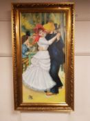 A 20th century gilt framed oil, two figures dancing,