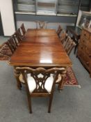 A Victorian style mahogany extending dining room table, total length 267 cm,