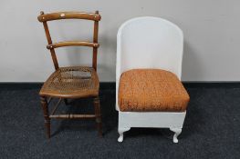 An Edwardian bedroom chair and a painted loom chair