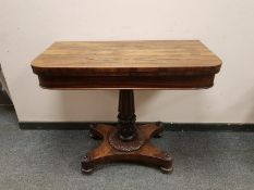 A Regency rosewood turnover top card table,