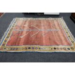 A fringed Persian village rug with central tree design CONDITION REPORT: 242cm by