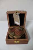 A brass cased natural sine compass by Stanley of London in fitted box