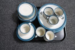 A tray of thirty-three pieces of Wedgwood Blue Pacific dinner ware