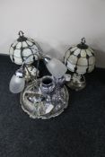 Three plated trays, pair of plated vases,