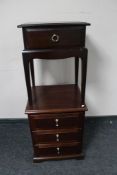 A Stag Minstrel bedside stand fitted with a drawer together with a three drawer bedside chest