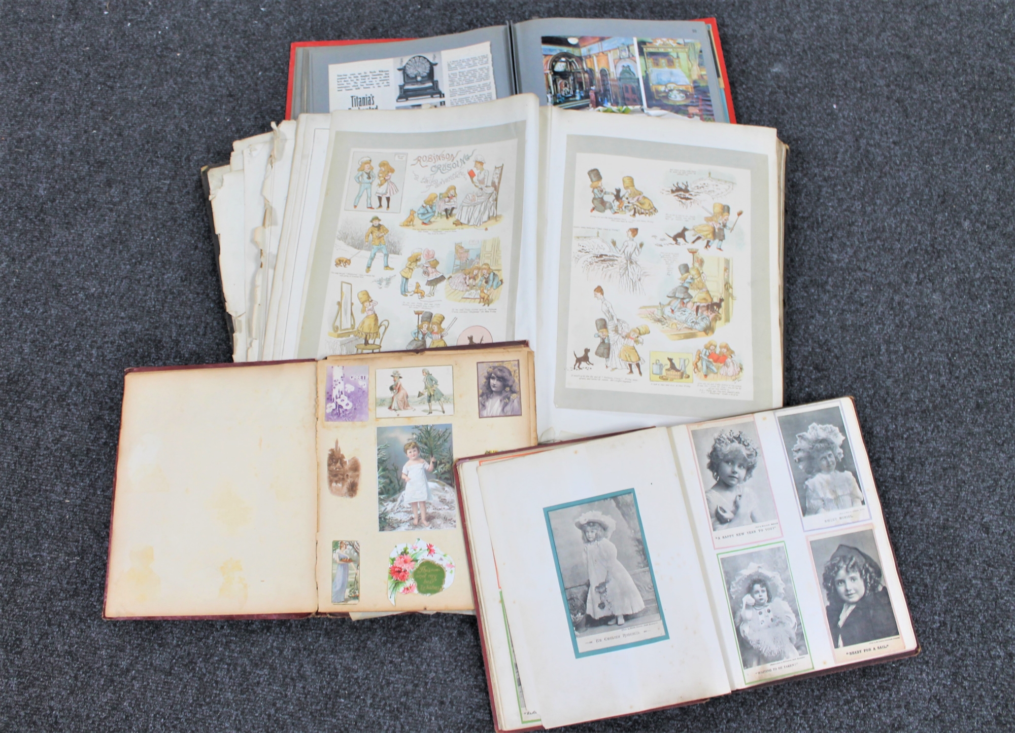 Four antique and later scrap books