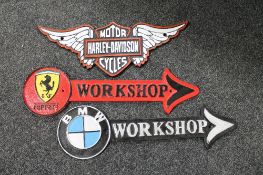 Three cast iron signs - Harley Davidson ,